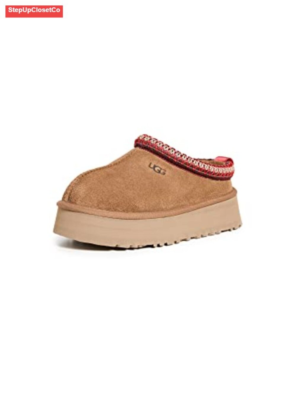 Suede Sheepskin Lining UGGbraid Platform Slippers Women's Cozy Pull-On